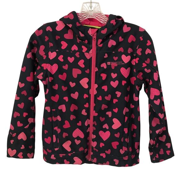 Mountain Warehouse Coat Jacket SIze 9 or !0 Girls Hooded Softshell Fleece Hearts - Picture 1 of 12